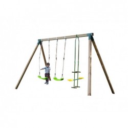 Columpio de Madera Nori Triple con Cara a Cara Masgames MA700061