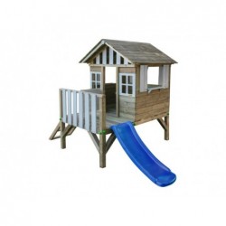Casita Infantil Elevada de Madera Lollipop Blanca y Tobogán Masgames MA800537 | PiscinasDesmontable